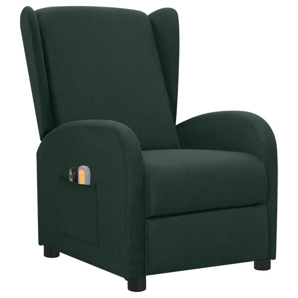 vidaXL Sill&oacute;n de masaje el&eacute;ctrico tela verde oscuro