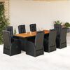 vidaXL Set de comedor de jard&iacute;n 9 pzas y cojines rat&aacute;n sint&eacute;tico negro
