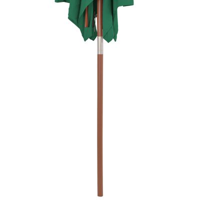 vidaXL Sombrilla de jardín con palo de madera 150x200 cm verde