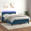 vidaXL Cama box spring colch&oacute;n y LED terciopelo azul oscuro 140x190 cm