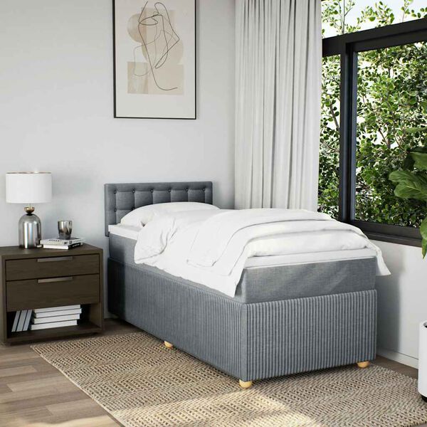 vidaXL Cama box spring con colch&oacute;n tela gris claro 80x200 cm