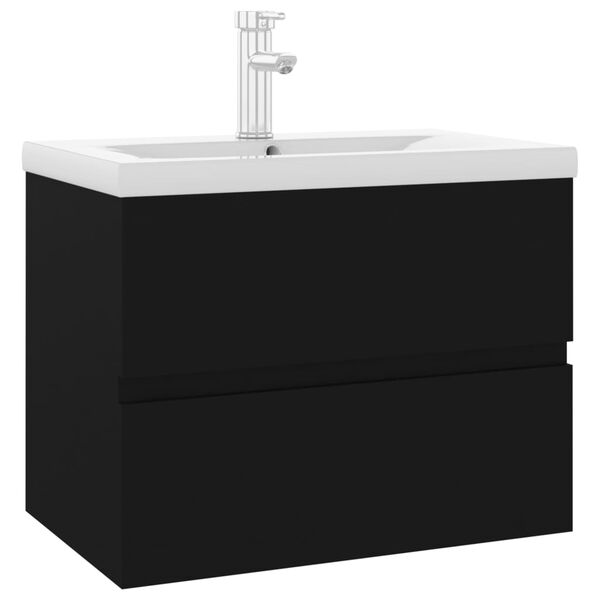 vidaXL Mueble con lavabo madera de ingenier&iacute;a negro