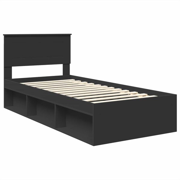 vidaXL Estructura de cama Negro 75 x 190 cm Madera de ingenier&iacute;a
