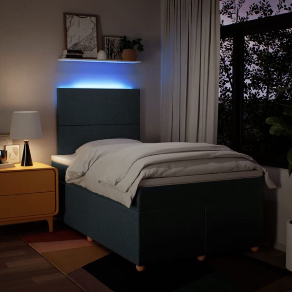 vidaXL Cama box spring con colch&oacute;n tela azul 120x190 cm