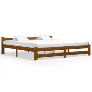 vidaXL Estructura cama sin colch&oacute;n madera pino marr&oacute;n miel 200x200 cm