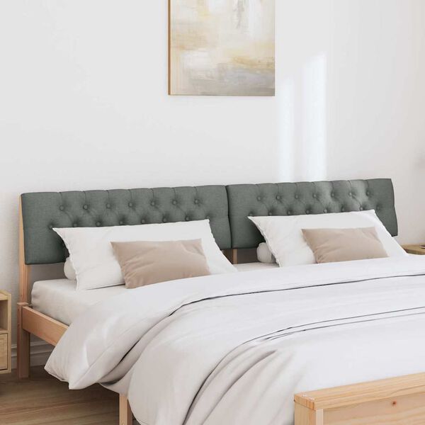vidaXL Cabecero tapizado Gris oscuro 200 cm Madera de pino macizo