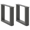 vidaXL Patas para mesa de centro en forma de U (2 unidades), antracita, 40 x (30-31) cm, acero
