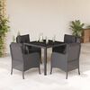 vidaXL Set de muebles jard&iacute;n 5 pzas con cojines rat&aacute;n sint&eacute;tico negro