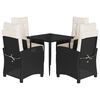 vidaXL Set de muebles jard&iacute;n 5 pzas con cojines rat&aacute;n sint&eacute;tico negro