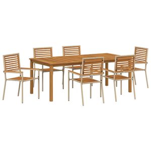 vidaXL Conjunto de Comedor de Jard&iacute;n 7 pcs Beige Polirat&aacute;n