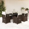 vidaXL Set comedor de jard&iacute;n 7 pzas con cojines rat&aacute;n sint&eacute;tico marr&oacute;n