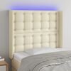 vidaXL Cabecero con LED cuero sint&eacute;tico color crema 93x16x118/128 cm