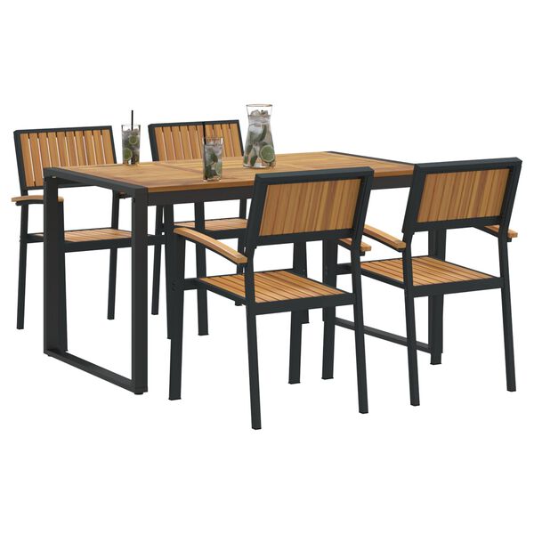 vidaXL Conjunto de Comedor de Jardín 5 pcs Negro y marrón