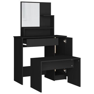 vidaXL Juego de muebles de tocador negro 86,5x35x136 cm