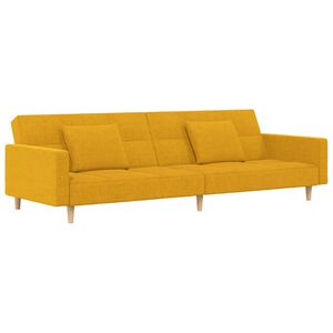 vidaXL Sof&aacute; cama de 2 plazas con dos almohadas tela color amarillo