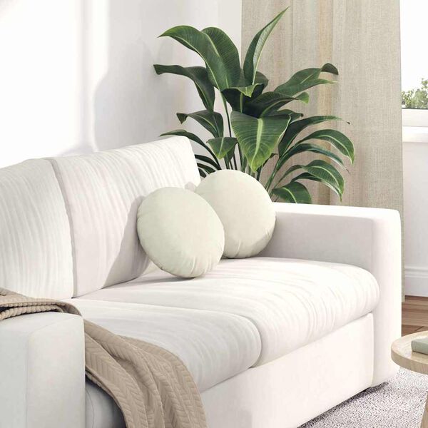 vidaXL Cojines para asiento 2 pcs Crema &Oslash; 40 x 13 cm Terciopelo