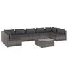 vidaXL Set de muebles de jard&iacute;n 8 pzas y cojines rat&aacute;n sint&eacute;tico gris
