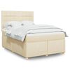 vidaXL Cama box spring con colch&oacute;n tela color crema 160x200 cm