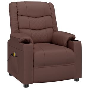 vidaXL Sill&oacute;n de masaje cuero sint&eacute;tico marr&oacute;n