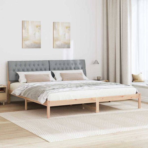 vidaXL Estructura de Cama con Cabecera Tapizada Marr&oacute;n 200 x 200 cm