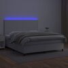vidaXL Cama box spring colch&oacute;n y LED cuero sint&eacute;tico blanco 160x200 cm