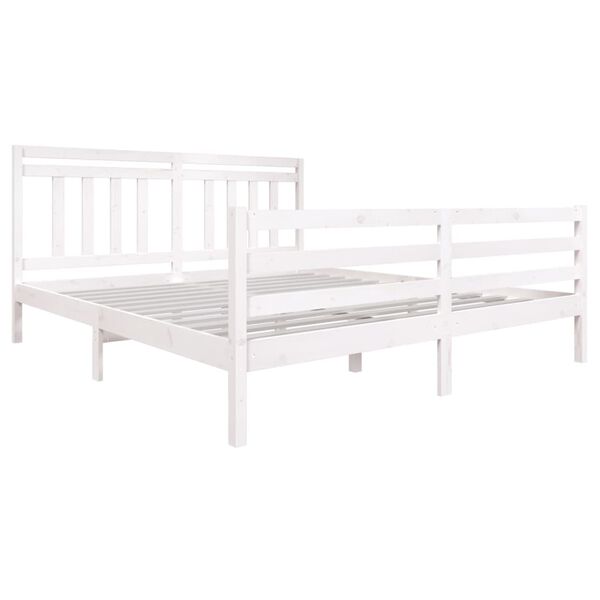 vidaXL Estructura cama de madera maciza blanca super king 180x200 cm