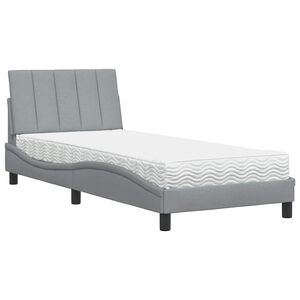 vidaXL Cama con colch&oacute;n Hanko tela gris claro 90x190 cm