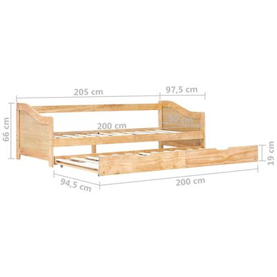 vidaXL Estructura de sofá cama extraíble madera de pino 90x200 cm