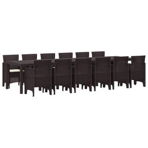vidaXL Conjunto de Comedor de Jard&iacute;n 13 pcs Marr&oacute;n Ratan Polt