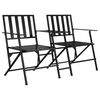 vidaXL Banco plegable de jard&iacute;n de dos plazas 137 cm acero negro