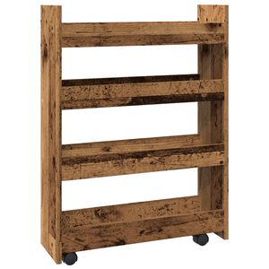 vidaXL Carro de almacenaje estrecho 4 niveles madera envejecida