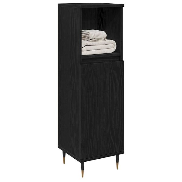 vidaXL Gabinete de Ba&ntilde;o con estante Roble Negro 30 x 30 x 100 cm
