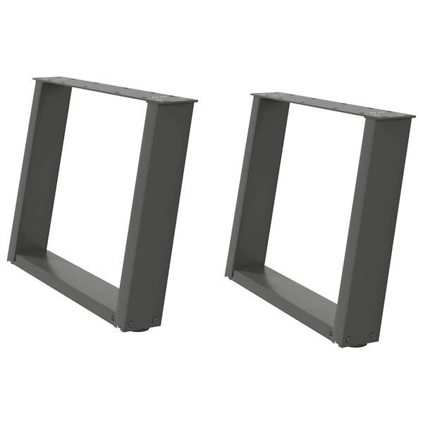 vidaXL Patas para mesa de centro en forma de U (2 unidades), antracita, 60 x (42-43) cm, acero