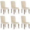 vidaXL Sillas de comedor 6 unidades tela con apariencia de lino beige