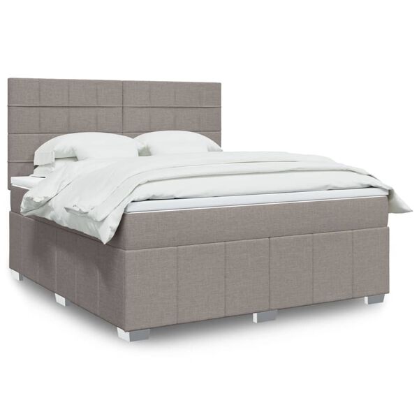vidaXL Cama box spring con colch&oacute;n tela gris taupe 180x200 cm