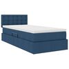 vidaXL Cama con almacenamiento y LED con colch&oacute;n Azul 90 x 190 cm tela