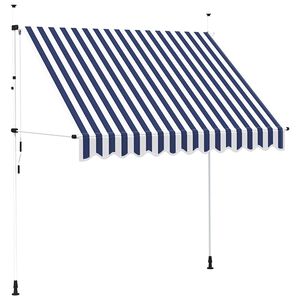 vidaXL Toldo manual retr&aacute;ctil azul y blanco a rayas 250 cm