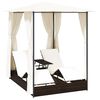 vidaXL Tumbona doble con cortinas rat&aacute;n sint&eacute;tico marr&oacute;n