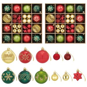 vidaXL Juego de bolas navide&ntilde;as 88 uds. Rojo, dorado y verde &Oslash; 6 cm