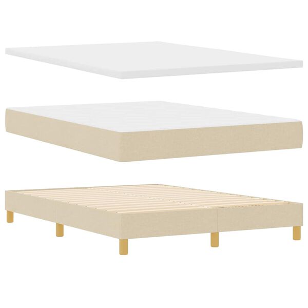vidaXL Cama tipo Box Spring con colch&oacute;n Crema 140 x 190 cm tela