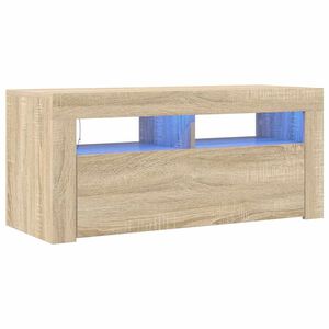 vidaXL Mueble de TV con luces LED roble Sonoma 90x35x40 cm