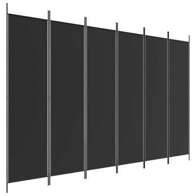 vidaXL Biombo divisor de 6 paneles de tela negro 300x200 cm