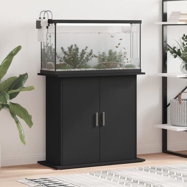 vidaXL Soporte para acuario madera de ingeniería negro 81x36x73 cm