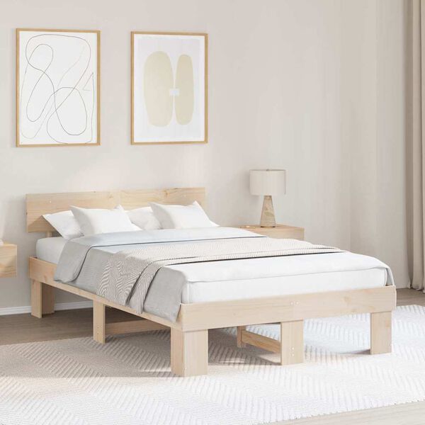 vidaXL Estructura de cama Natural 120 x 200 cm Madera de pino macizo