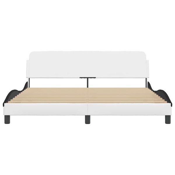 vidaXL Estructura de cama Dover cuero sint&eacute;tico blanco negro 180x200 cm