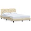 vidaXL Estructura de cama sin colch&oacute;n tela color crema 140x190 cm