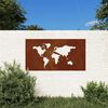 vidaXL Adorno de pared jard&iacute;n acero corten dise&ntilde;o mapamundi 105x55 cm