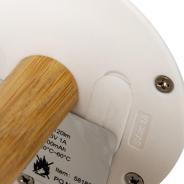 Bo-Camp L&aacute;mpara de mesa LED con pantalla Cambridge blanco y marr&oacute;n