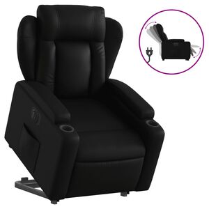 vidaXL Sill&oacute;n reclinable y elevable el&eacute;ctrico cuero sint&eacute;tico negro