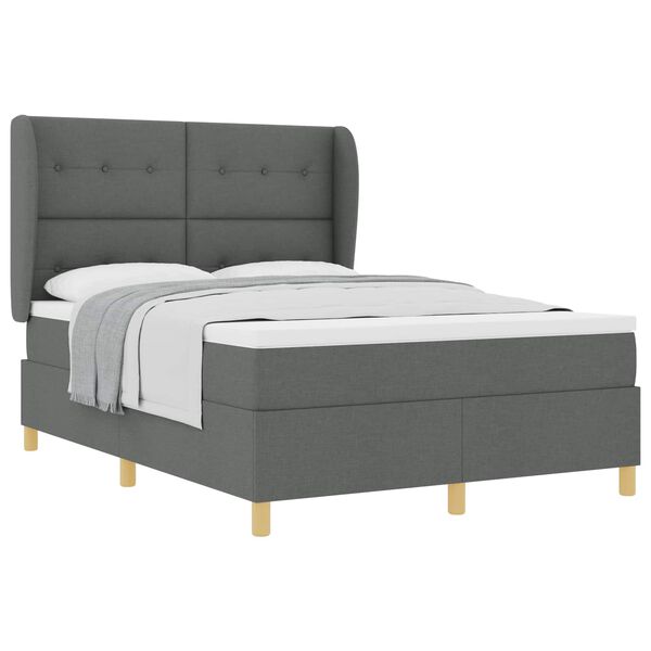 vidaXL Cama con Somier y Colch&oacute;n Gris Oscuro 90x190 cm de Tela tela